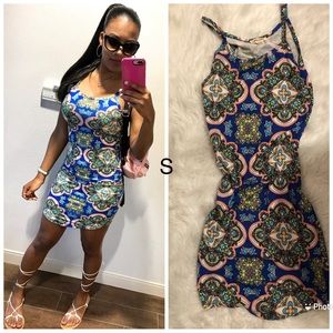 Blue print summer dress mini